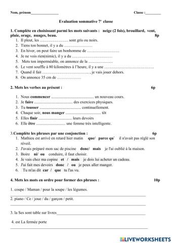 Evaluation sommative 7-ième