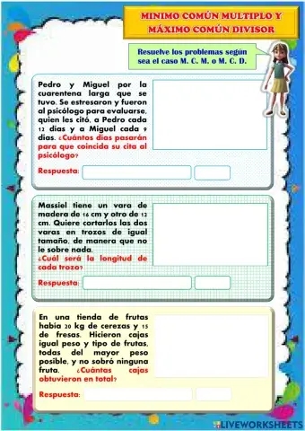 Problemas de M. C. M. y M. C. D.