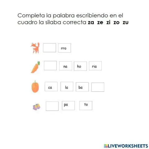 Completa la palabra Z