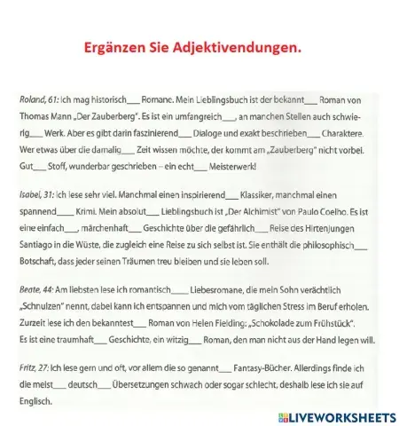 Bücher- Adjektivdeklination