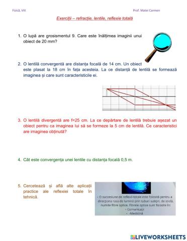 Refracție. Lentile.
