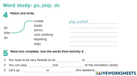 Vocabulary leasure activities