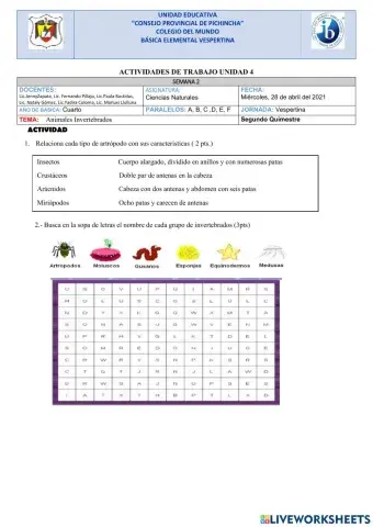 Animales invertebrados