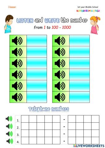 1st - Numbers Practice