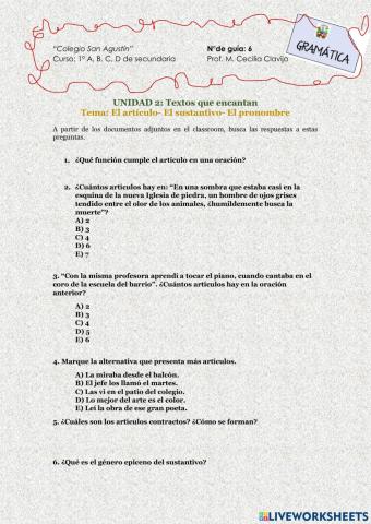 Ejercicios de gramática