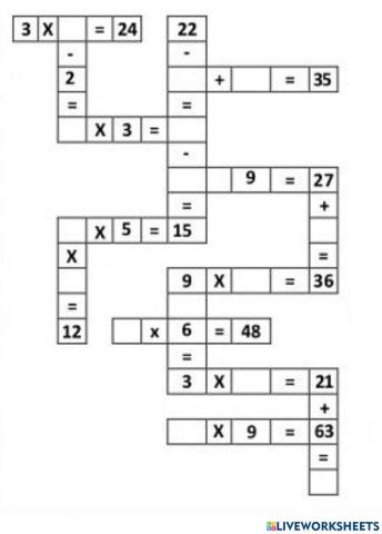 Operaciones Matemáticas + - x