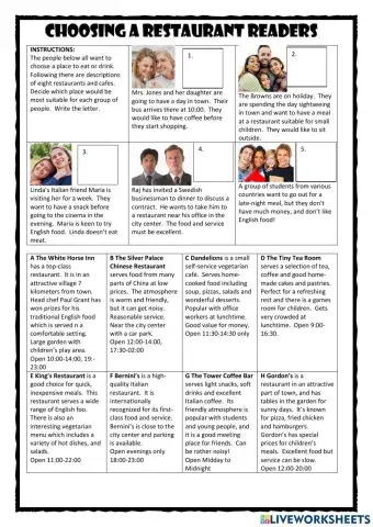 Choosing a Restaurant PET reader