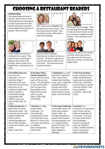 Choosing a Restaurant PET reader