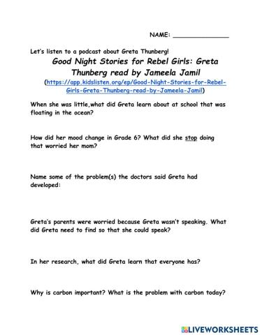 Greta Thunberg Listening Quiz