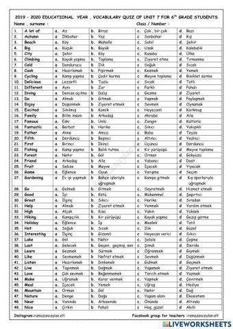 6th grade - unit 7 - vocabulary - quiz 1