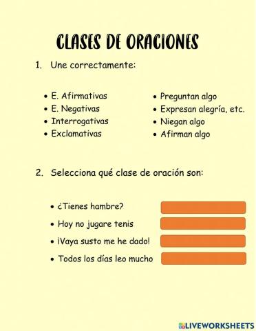 Clases de oraciones