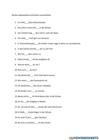 Odmiana czasownika regularnego