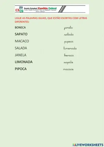 Ligue as palavras iguais