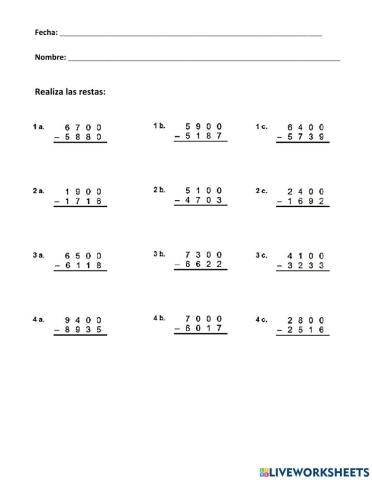 Restas de cinco cifras