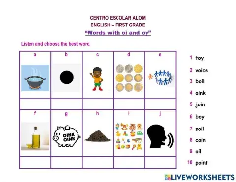 Words with oi and oy