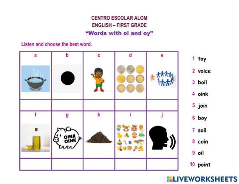 Words with oi and oy