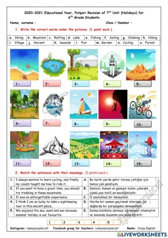 6th grade -unit 7 - revision