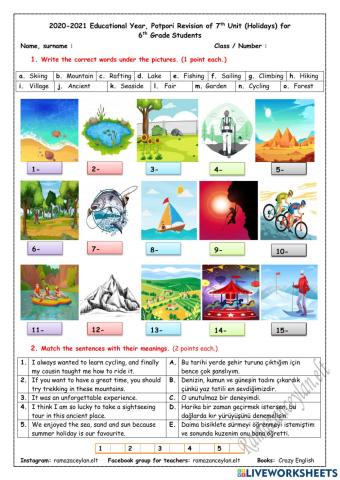 6th grade -unit 7 - revision