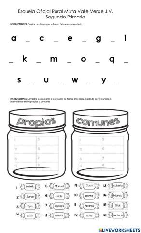 abecedario y sustantivos 