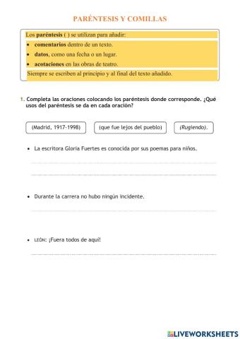 Paréntesis y Comillas