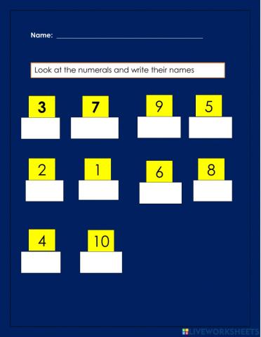 Number names 1-10
