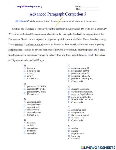 Advanced Paragraph Correction 5