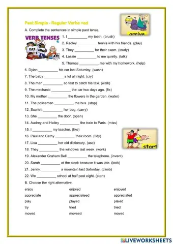 Past Simple - Regular Verbs - worksheet 1