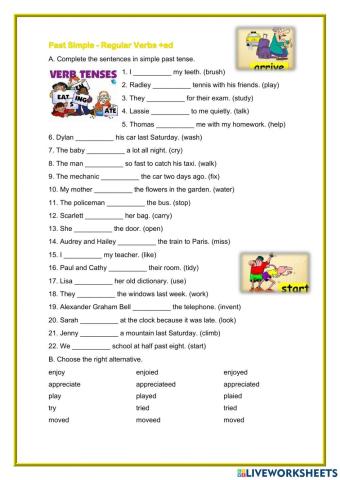 Past Simple - Regular Verbs - worksheet 1