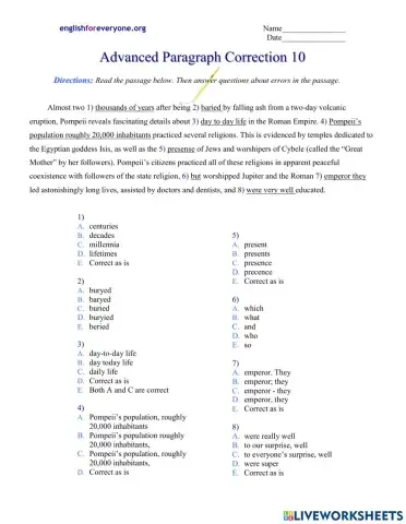 Advanced Paragraph Correction 10