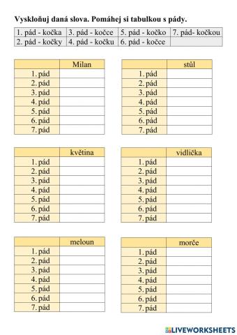 Skloňování podstatných jmen