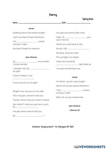 Simple present dictation