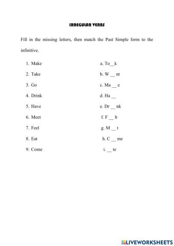 Irregular verbs