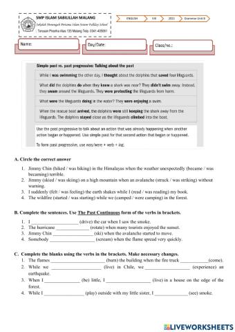 Simple Past vs Past Progressive