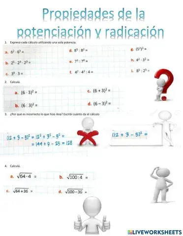 Propiedades de la potenciación y de la radicación