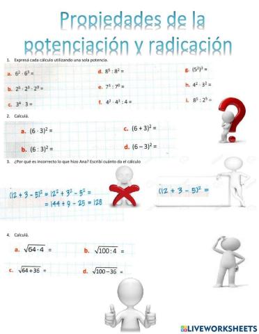 Propiedades de la potenciación y de la radicación