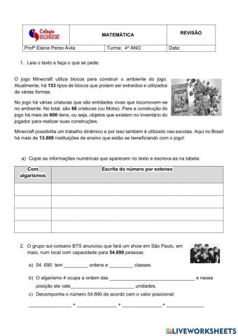 Revisão de matemática