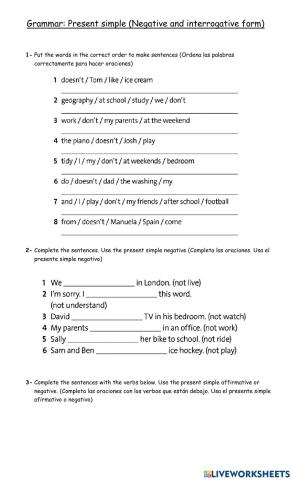 Present simple activities