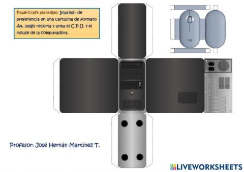Papercraft: Partes de la computadora.