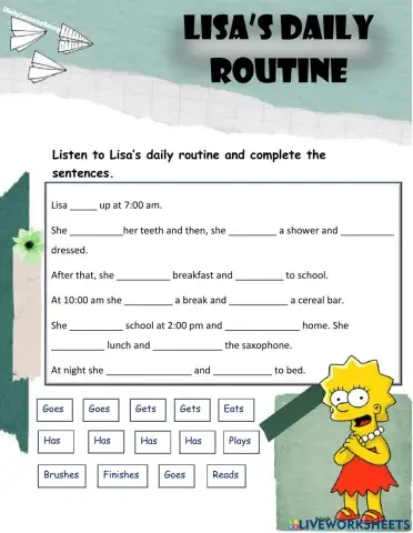 Lisa's daily routine