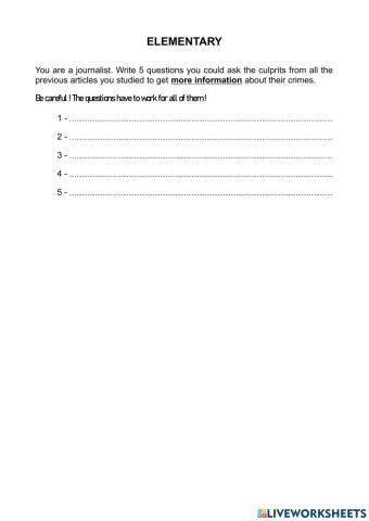 Elementary - Follow-up questions