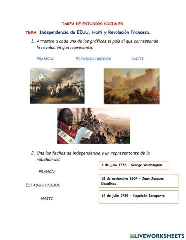 Independencia de eeuu, haiti y revolucio francesa