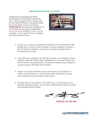 Desafios matematicos de tiempo