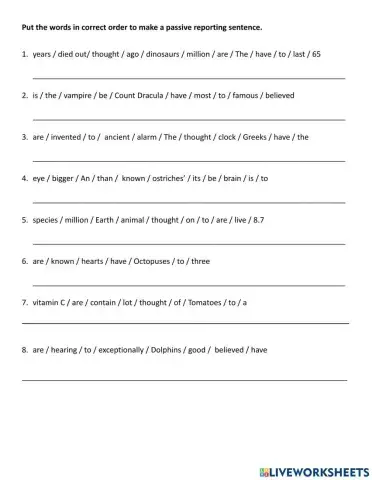 Passive Voice Sentence Scramble