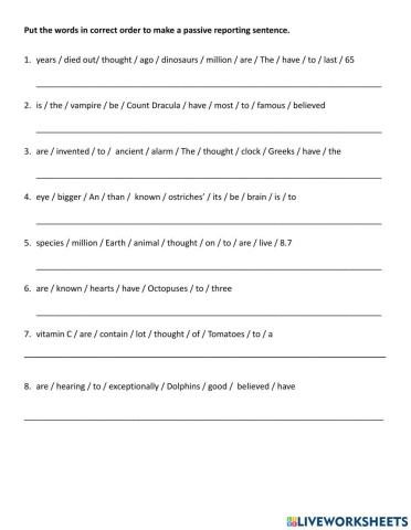 Passive Voice Sentence Scramble