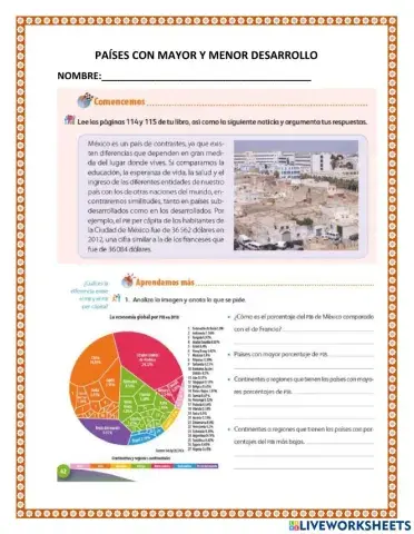 Países con mayor y menor desarrollo económico