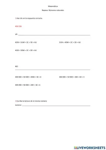 Matemática: Números naturales
