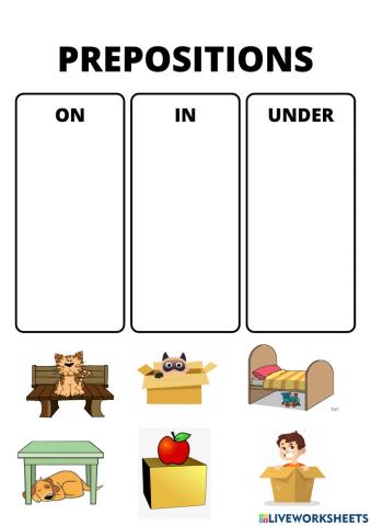 Prepositions - On, In and Under