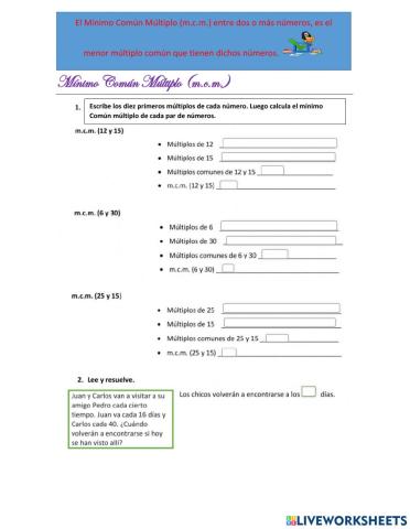 Mínimo común múltiplo