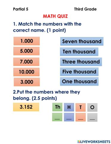 Math quiz partial 5
