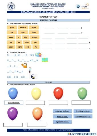 Diagnostic Test - 3rd Grade